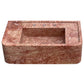 Red Travertine Rectangular Wall-mount Bathroom Sink (W)16" (L)30" (H)8"