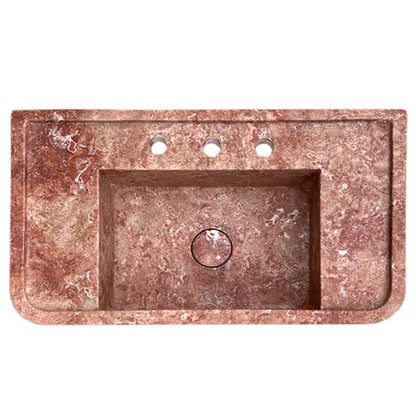 TCSC | Red Travertine Rectangular Wall-mount Bathroom Sink (W)16" (L)30" (H)8"