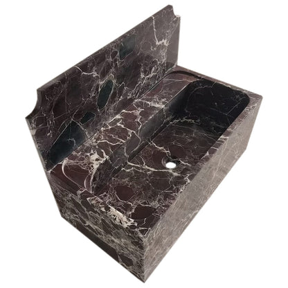 TCSC | Rosso Levanto Marble Wall-mount Bathroom Sink with 11" Backsplash (W)16" (L)30" (H)12"