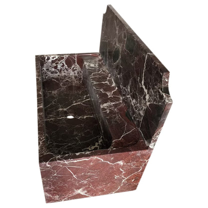 TCSC | Rosso Levanto Marble Wall-mount Bathroom Sink with 11" Backsplash (W)16" (L)30" (H)12"