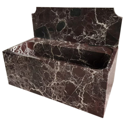 TCSC | Rosso Levanto Marble Wall-mount Bathroom Sink with 11" Backsplash (W)16" (L)30" (H)12"