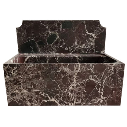 TCSC | Rosso Levanto Marble Wall-mount Bathroom Sink with 11" Backsplash (W)16" (L)30" (H)12"