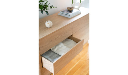 Moe's ROUND OFF DRESSER Organic Bookshelf Slab with Glass Shelves