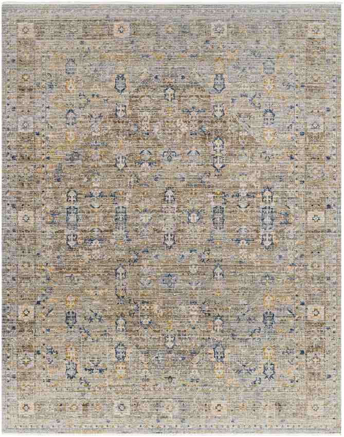 Mark & Day Rug 7'10" x 10' Demar Traditional Dark Olive/Ivory Washable Area Rug