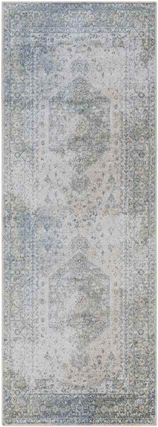 Mark & Day Rug 2'7" x 7'3" Edmond Traditional Denim Washable Area Rug