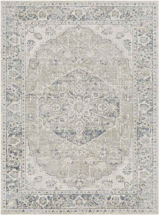 Mark & Day Rug 2' x 3' Edmonson Traditional Olive/Dark Blue Washable Area Rug