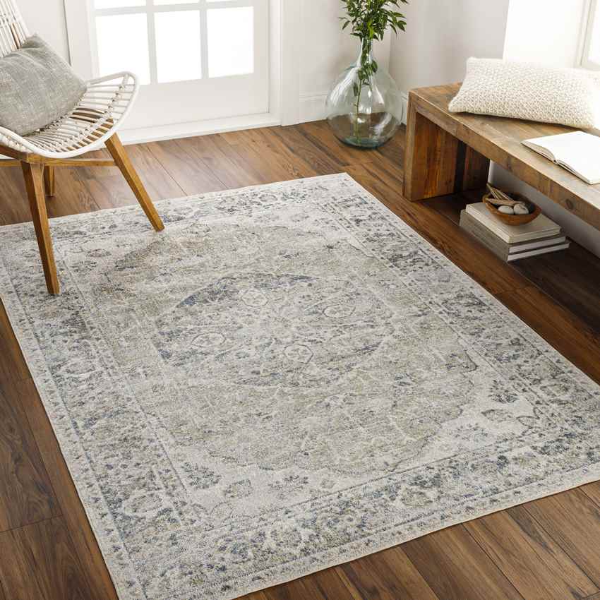 Mark & Day Rug Edmonson Traditional Olive/Dark Blue Washable Area Rug