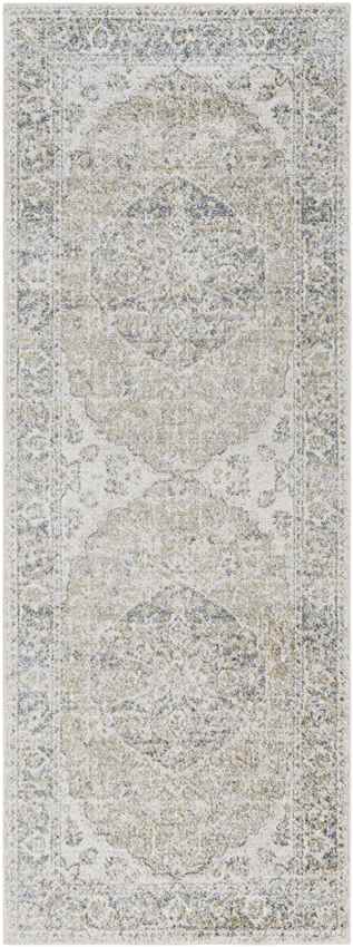 Mark & Day Rug 2'7" x 7'3" Edmonson Traditional Olive/Dark Blue Washable Area Rug