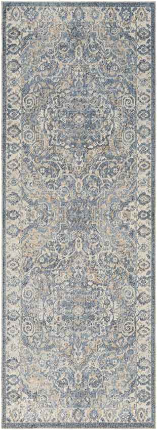 Mark & Day Rug 2'7" x 7'3" Elsmore Traditional Navy Blue Washable Area Rug