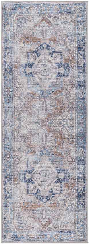 Mark & Day Rug 2'7" x 7'3" Wyacondah Traditional Navy Washable Area Rug