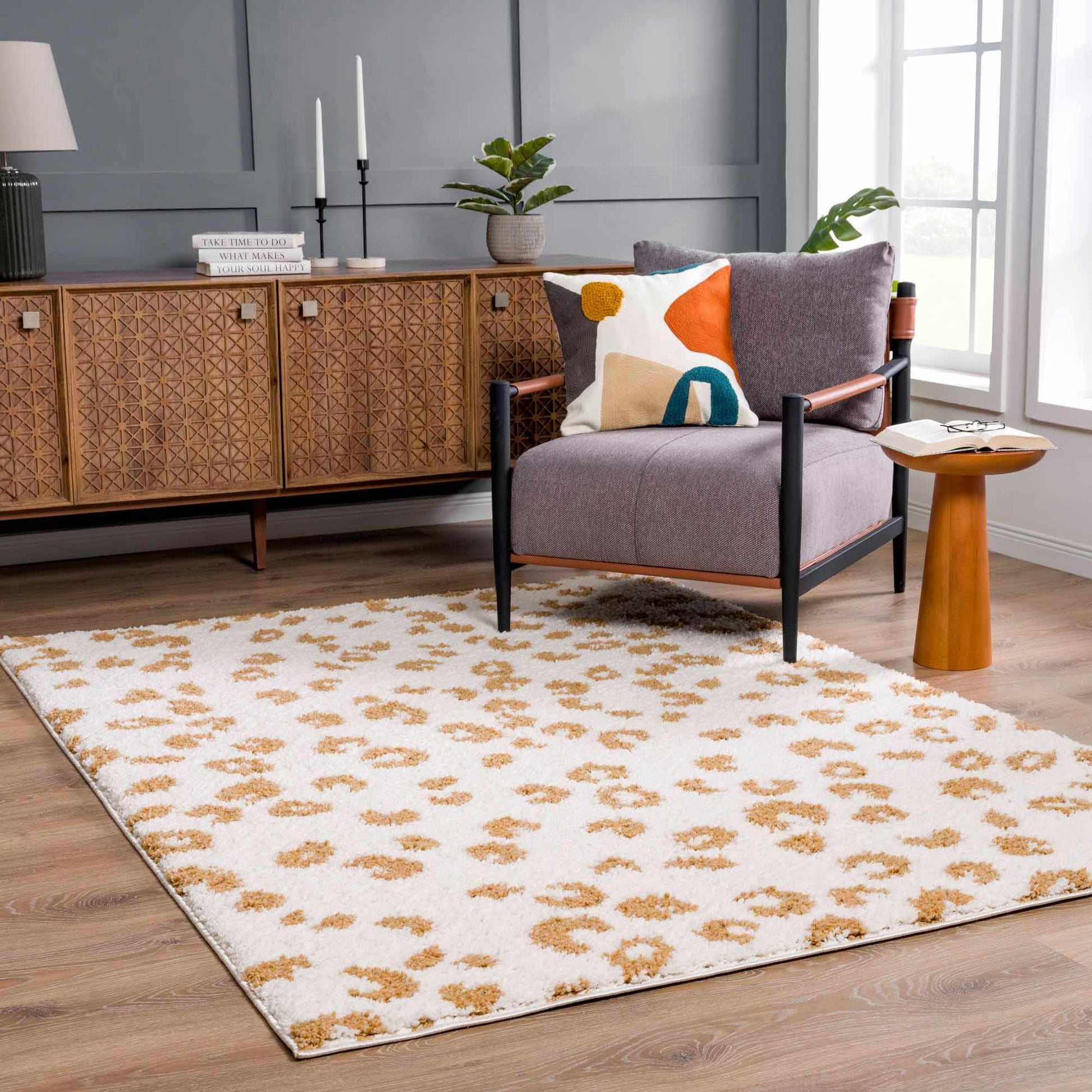 Boutique Rugs Rugs Altin Leopard Print White Area Rug