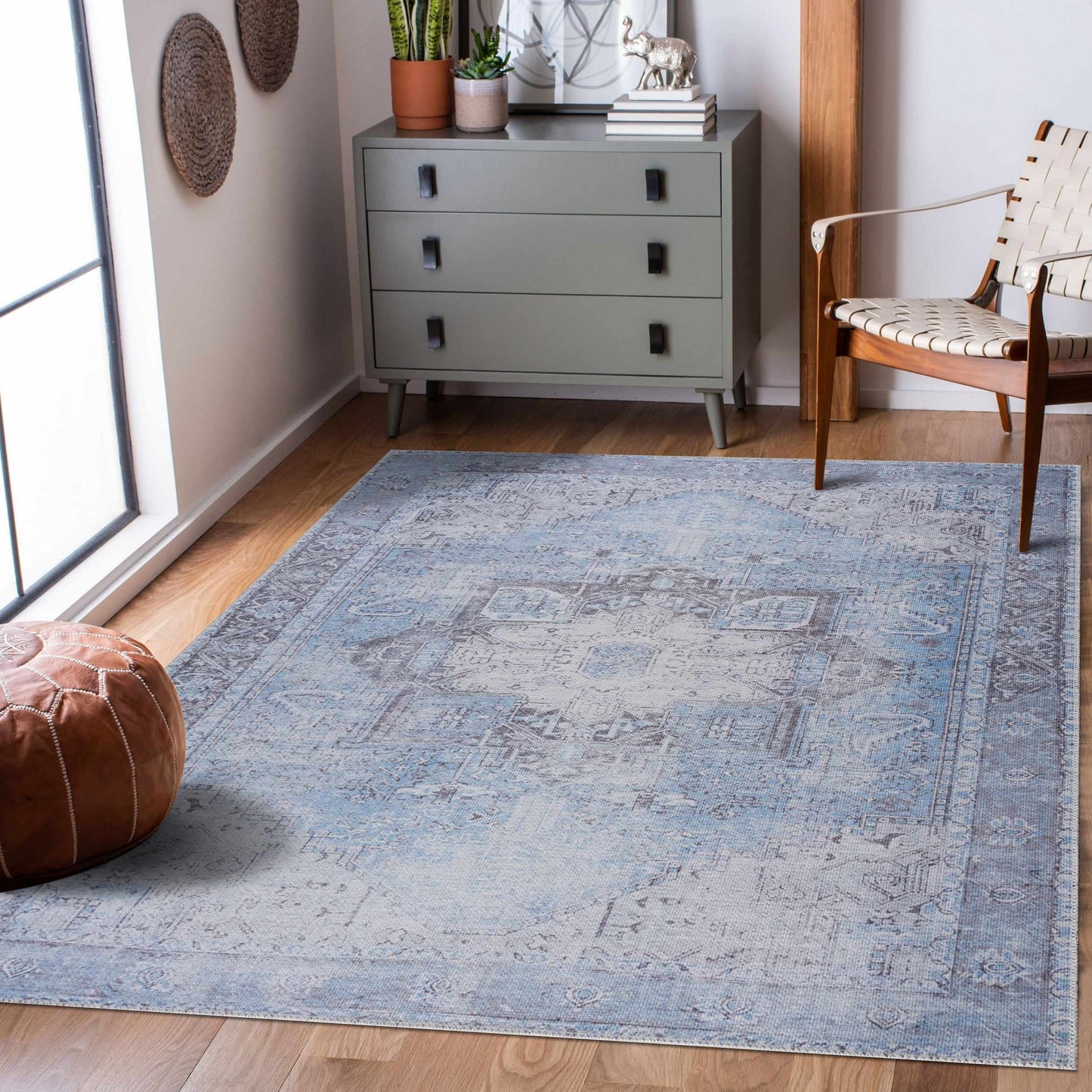 Boutique Rugs Rugs Aqua Rosman Washable Area Rug