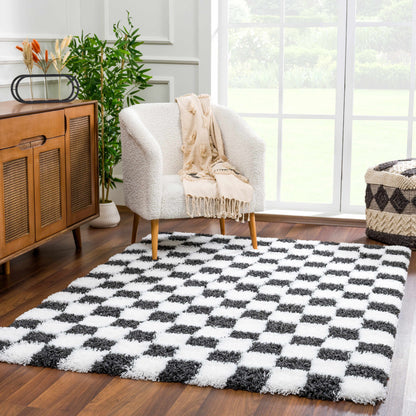 Boutique Rugs Rugs Atira Black & White Checkered Area Rug