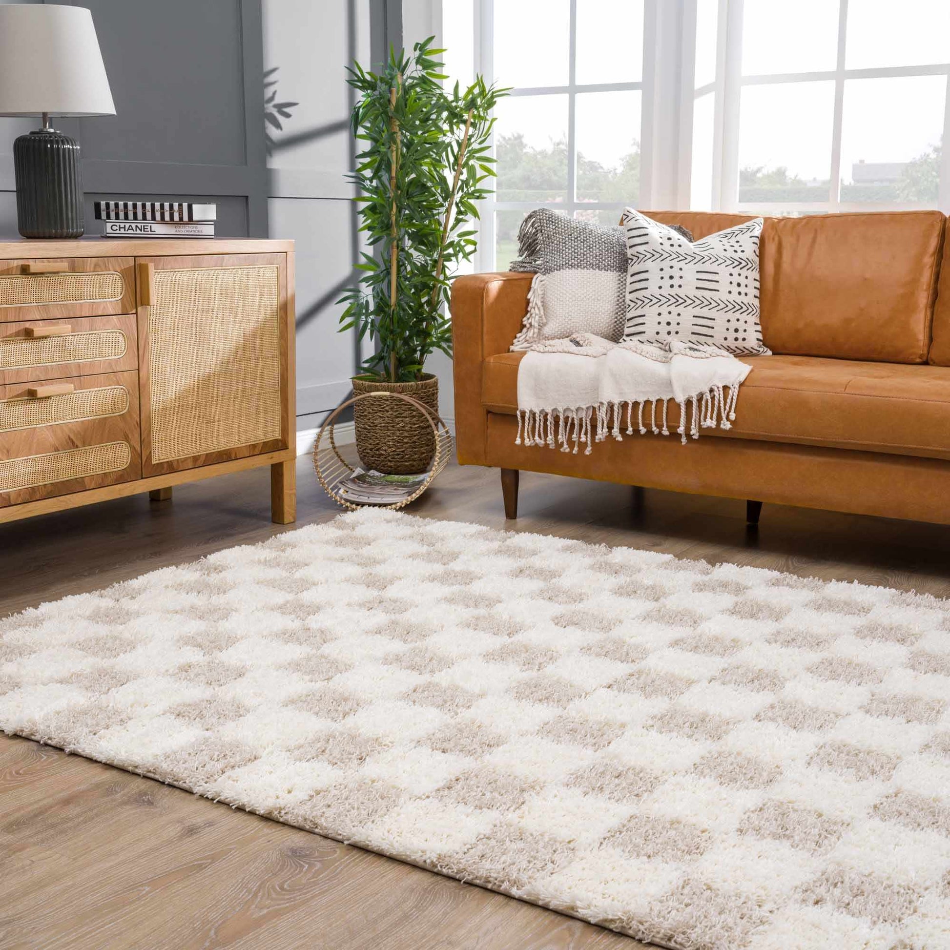 Boutique Rugs Rugs Atira Light Brown Checkered Area Rug