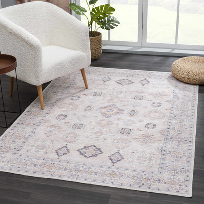 Boutique Rugs Rugs Beige Beckett Vintage Washable Area Rug