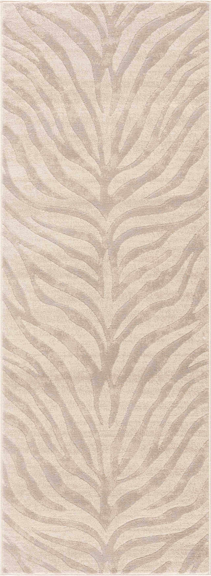 Boutique Rugs Rugs 2'7" x 7'3" Runner Beige Manteca Zebra Print Area Rug