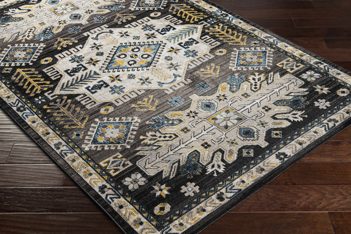 Boutique Rugs Rugs Cabacungan Black & Blue Washable Area Rug