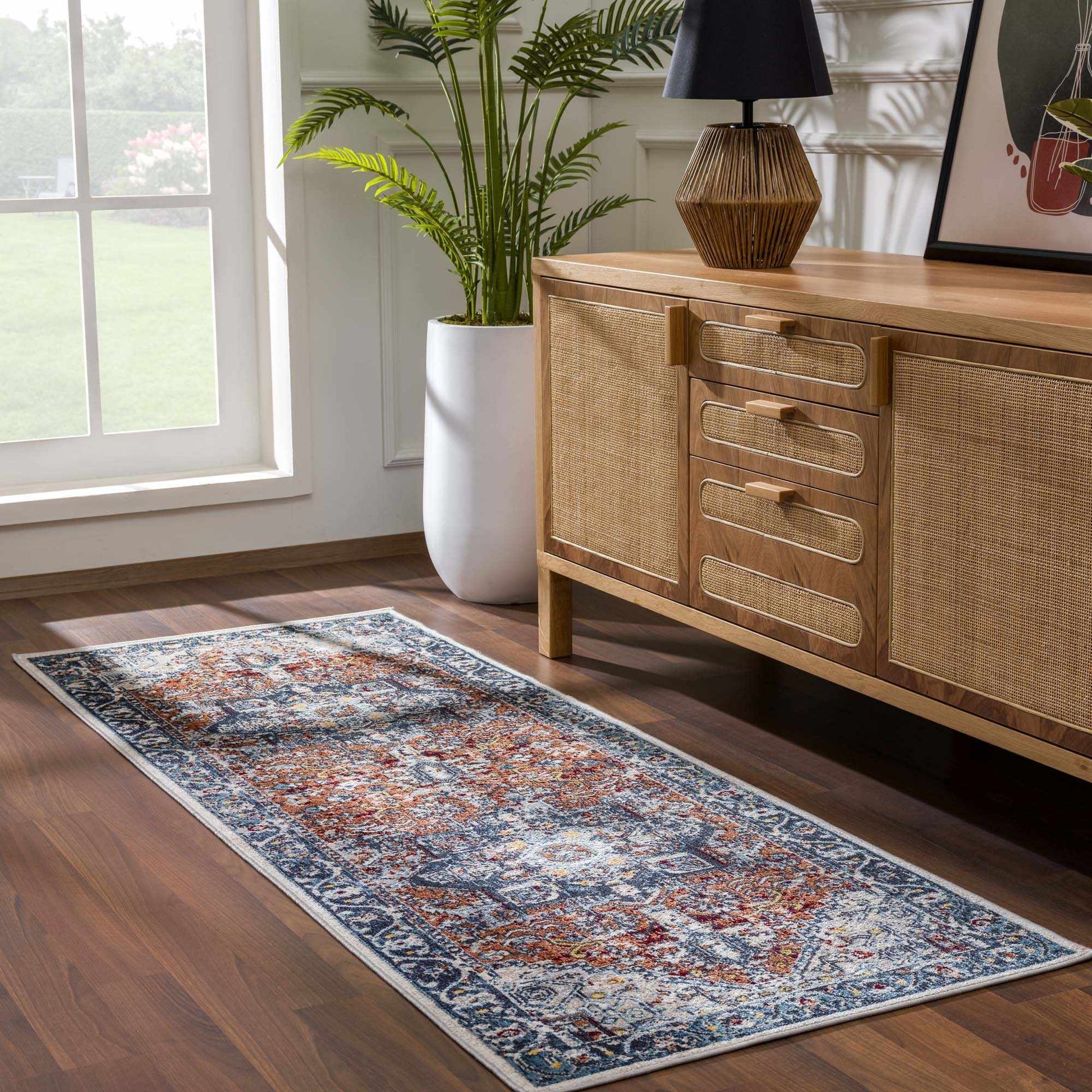 Boutique Rugs Rugs Cabacungan Blue & Rust Washable Area Rug