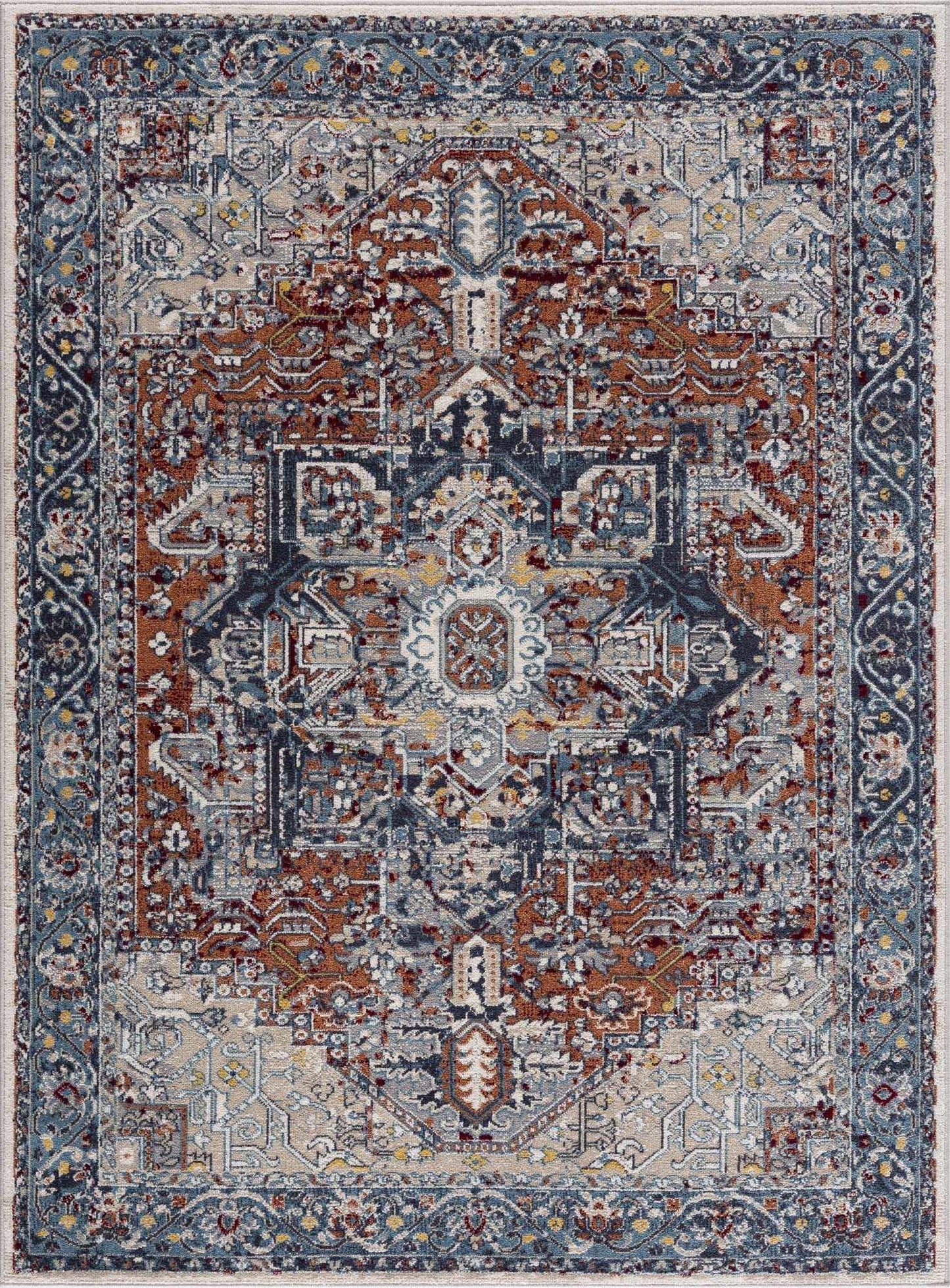 Boutique Rugs Rugs Cabacungan Blue & Rust Washable Area Rug