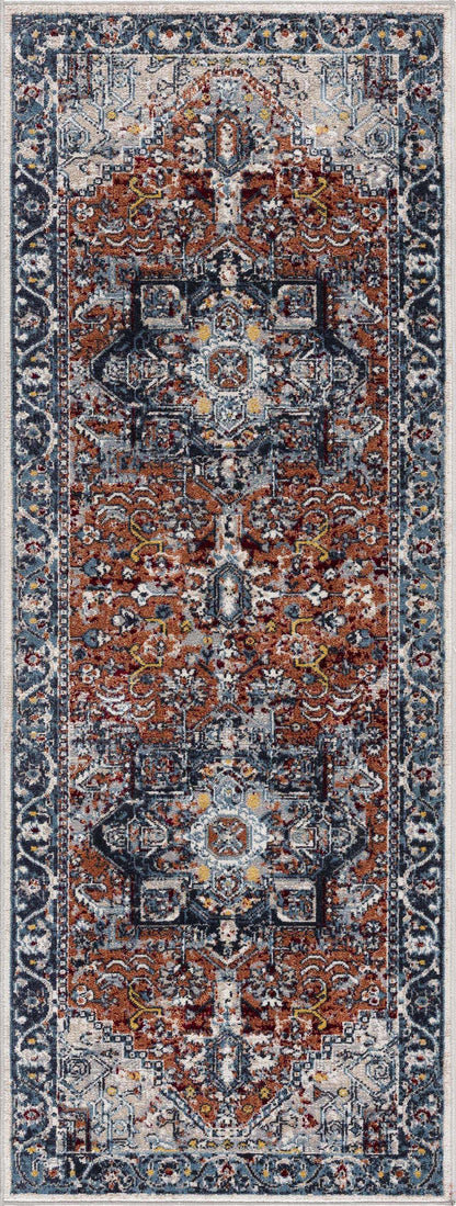 Boutique Rugs Rugs 2'7" x 7'3" Runner Cabacungan Blue & Rust Washable Area Rug