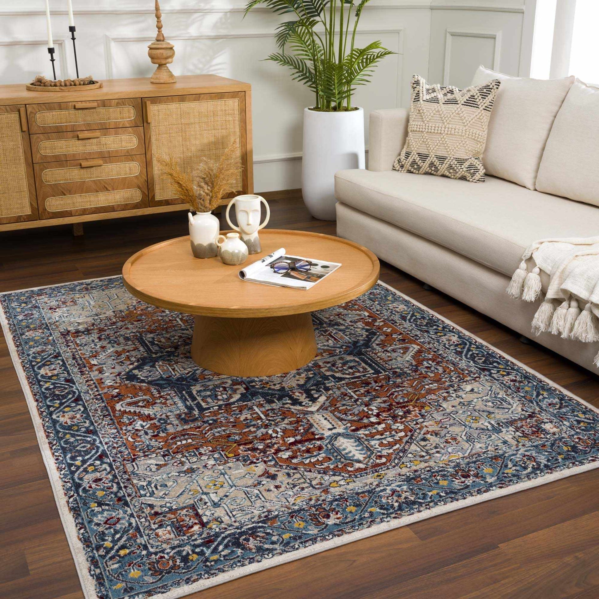 Boutique Rugs Rugs Cabacungan Blue & Rust Washable Area Rug