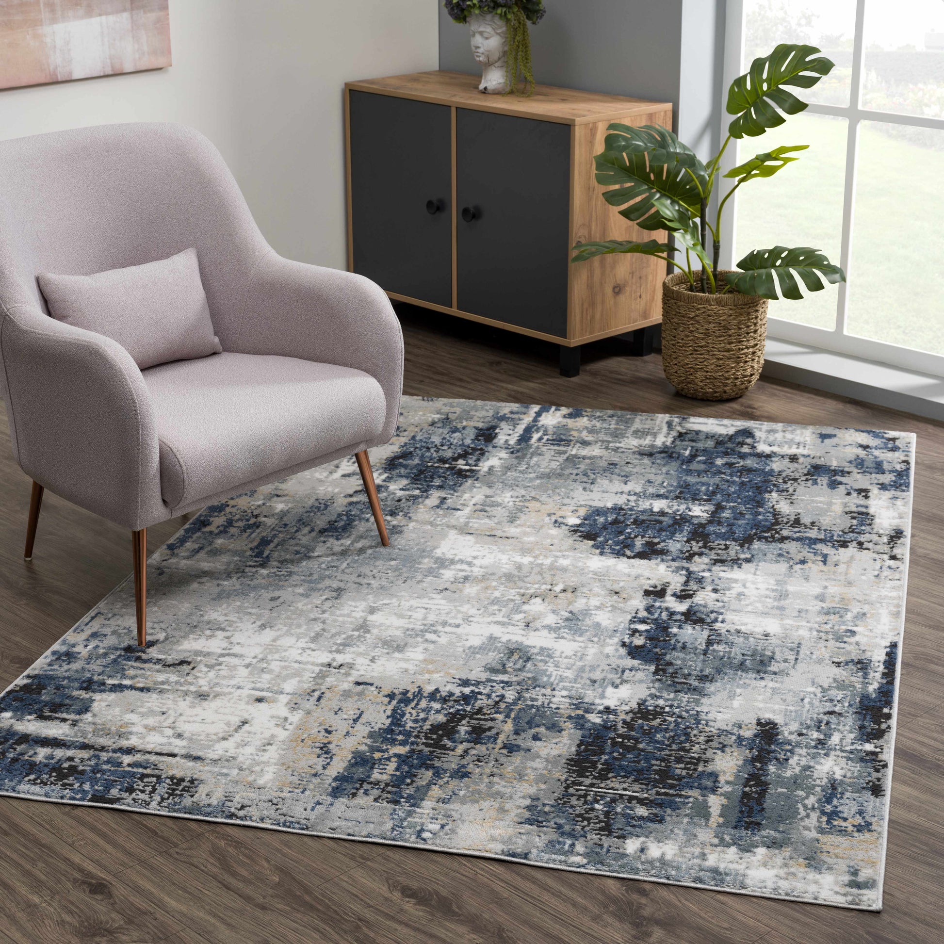 Boutique Rugs Rugs Campsall Gray&Blue Abstract Area Rug