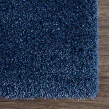 Boutique Rugs Rugs Faina Solid Dark Blue Shag Rug Washable