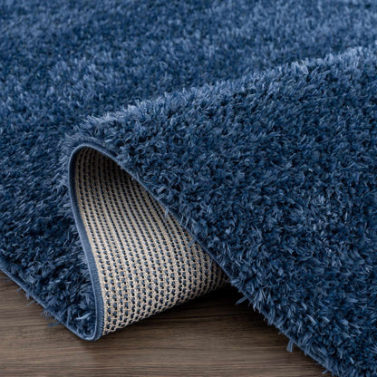 Boutique Rugs Rugs Faina Solid Dark Blue Shag Rug Washable