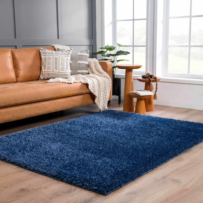 Boutique Rugs Rugs Faina Solid Dark Blue Shag Rug Washable