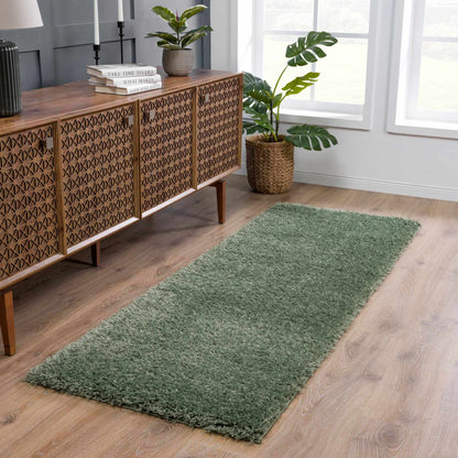 Boutique Rugs Rugs Faina Solid Green Shag Rug Washable