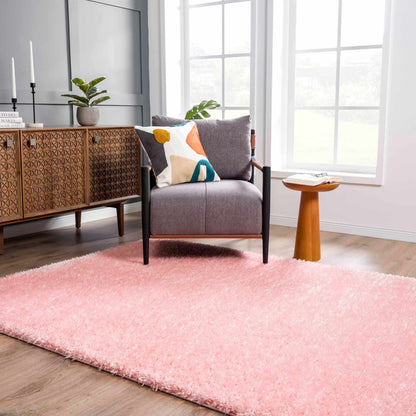 Boutique Rugs Rugs Faina Solid Pink Shag Rug Washable