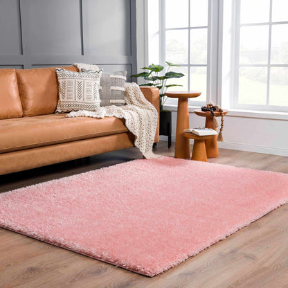 Boutique Rugs Rugs Faina Solid Pink Shag Rug Washable