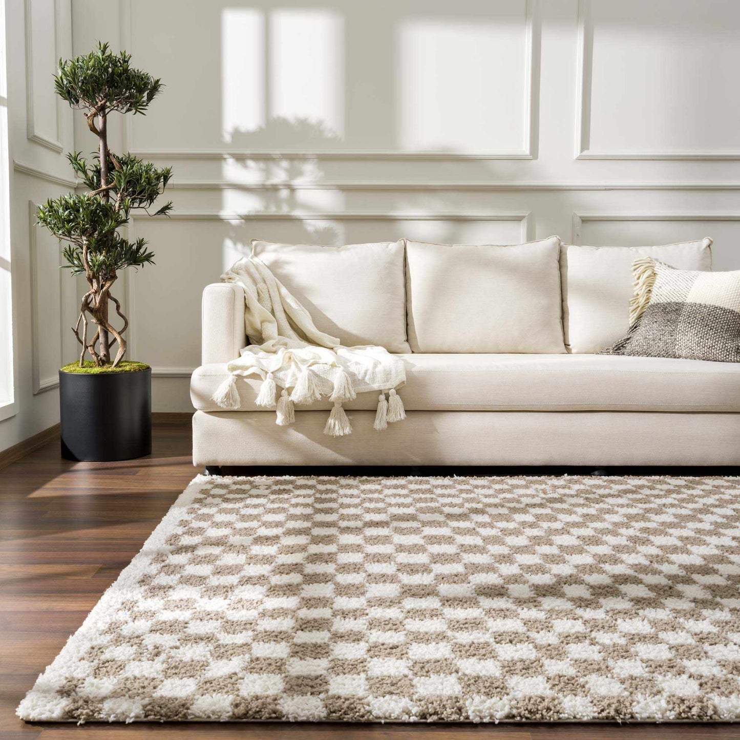 Boutique Rugs Rugs Kieu Light Gray & Taupe Checkered Area Rug