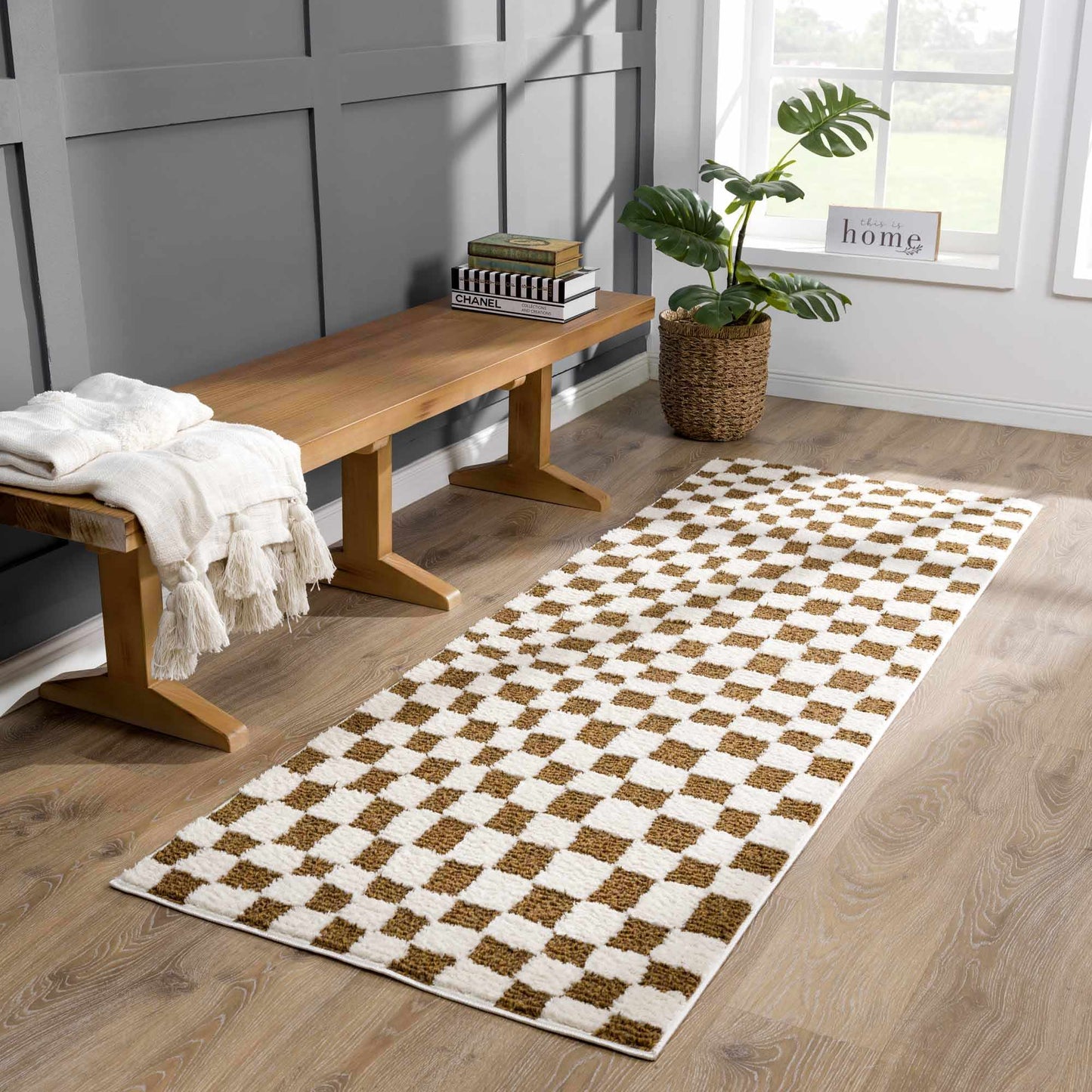 Boutique Rugs Rugs Lajos Brown Checkered Area Rug