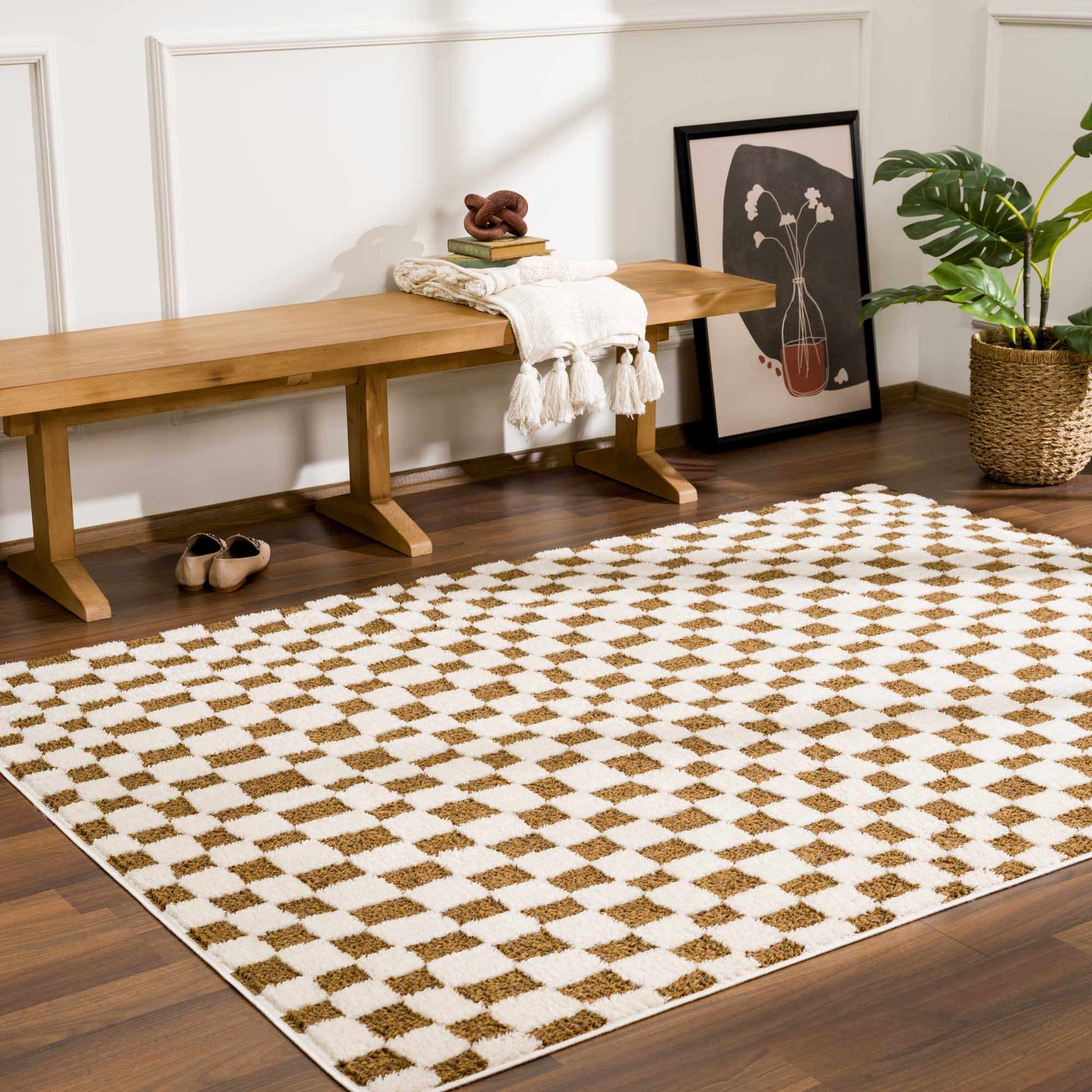 Boutique Rugs Rugs Lajos Brown Checkered Area Rug