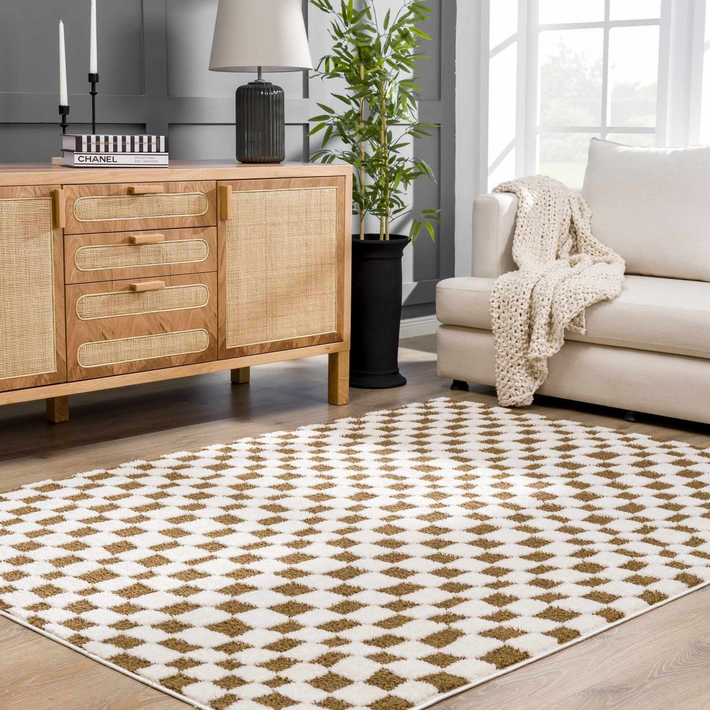 Boutique Rugs Rugs Lajos Brown Checkered Area Rug