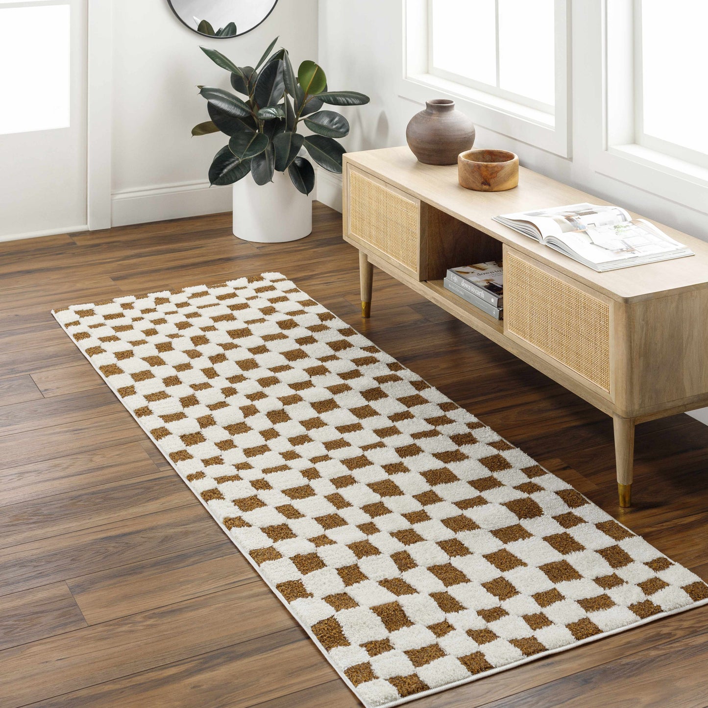 Boutique Rugs Rugs Lajos Brown Checkered Area Rug