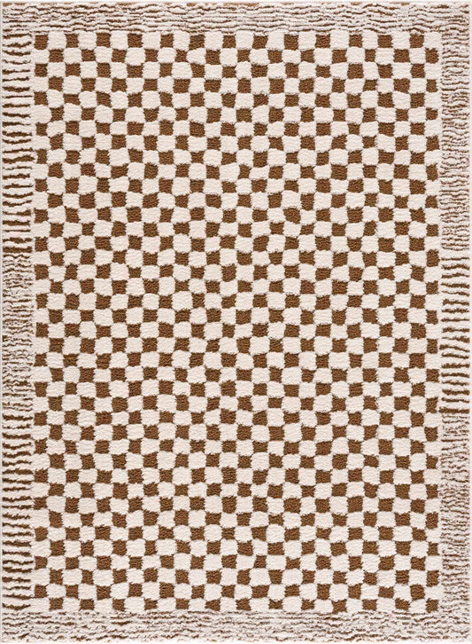 Boutique Rugs Rugs 5'3" x 7' Rectangle Leryn Brown&White Checkered Rug