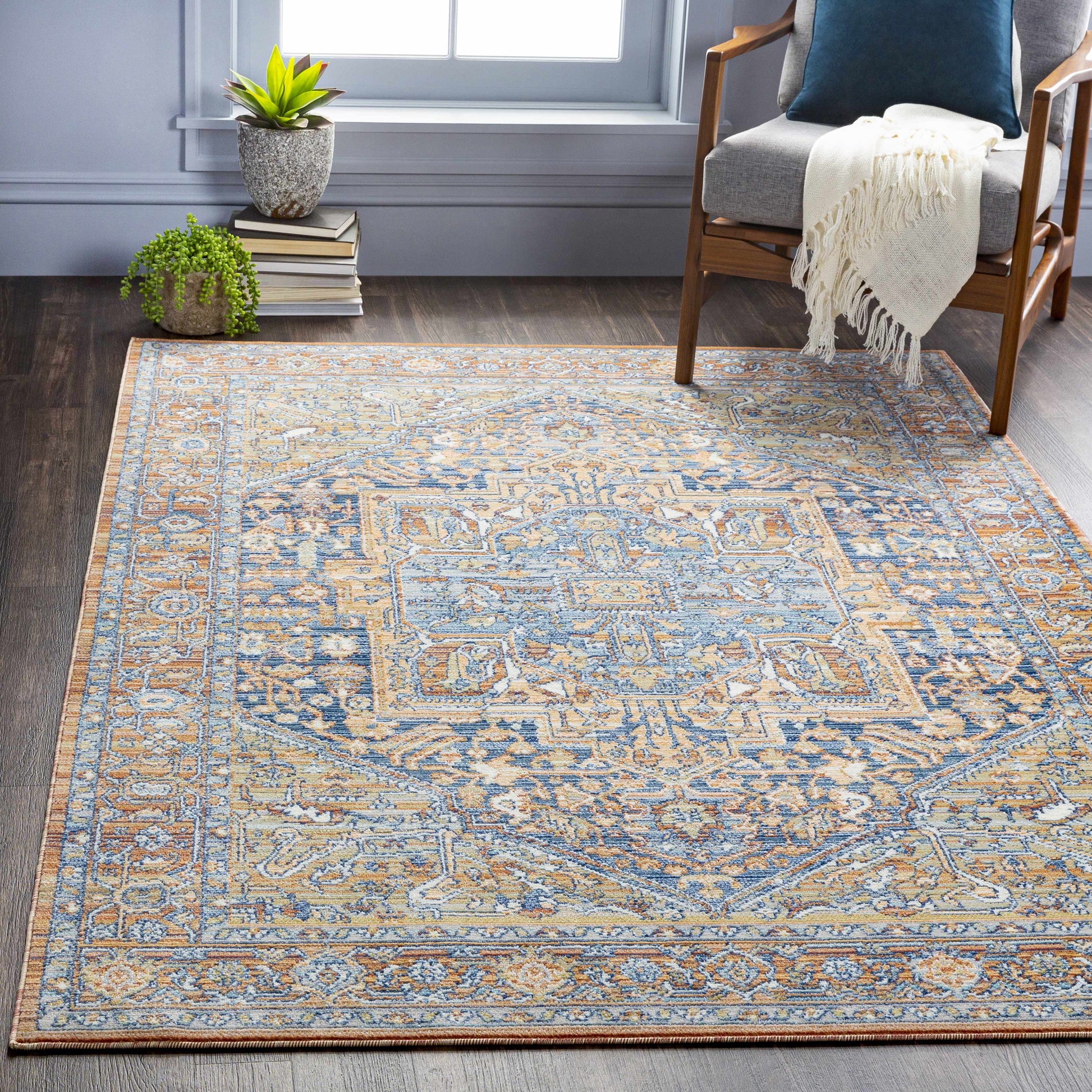 Boutique Rugs Rugs Ripponlea Blue&Orange Medallion Rug