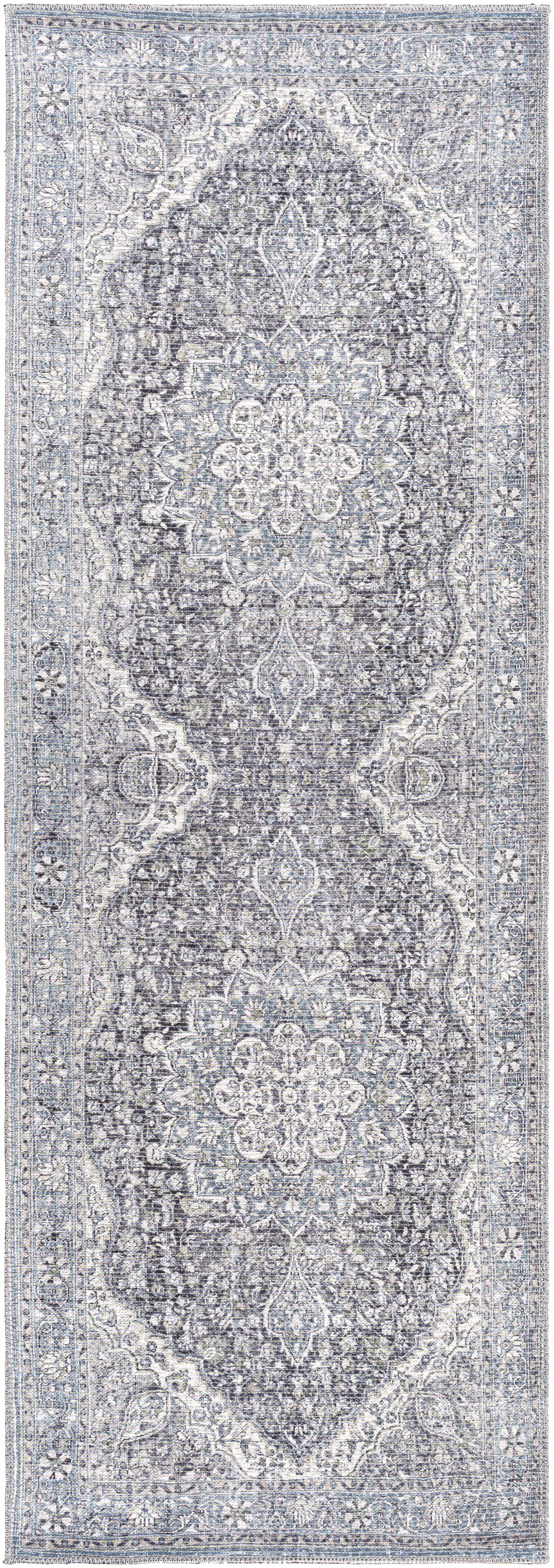 Boutique Rugs Rugs 2'7" x 7'3" Runner Tavas Blue Medallion Washable Rug