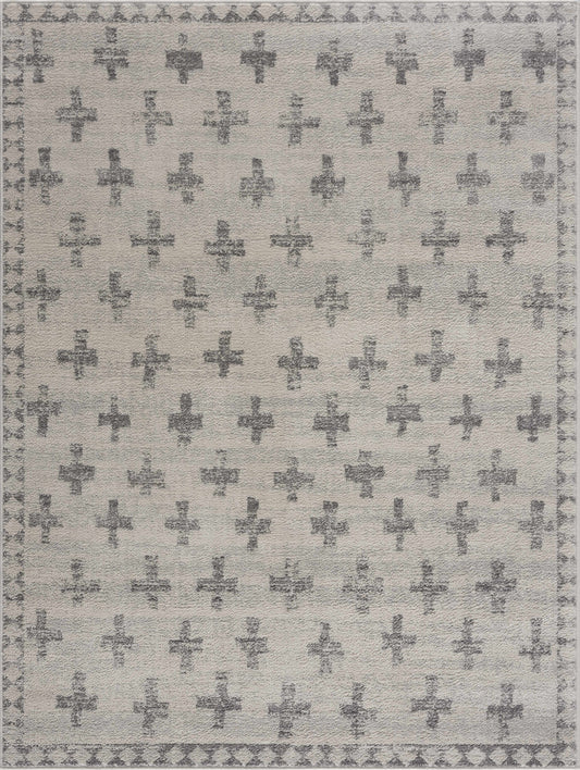 Boutique Rugs Rugs Tigris Swiss Cross Ivory&Gray Area Rug