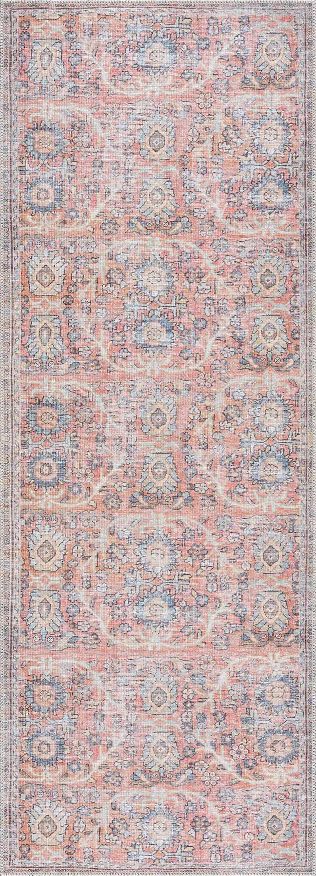 Boutique Rugs Rugs 2'7" x 7'3" Runner Urpi Rose & Blue Washable Area Rug