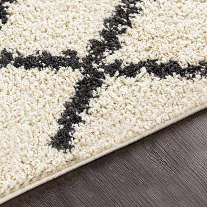 Boutique Rugs Rugs Wallagrass Beige/Black Trellis Tassel Shag