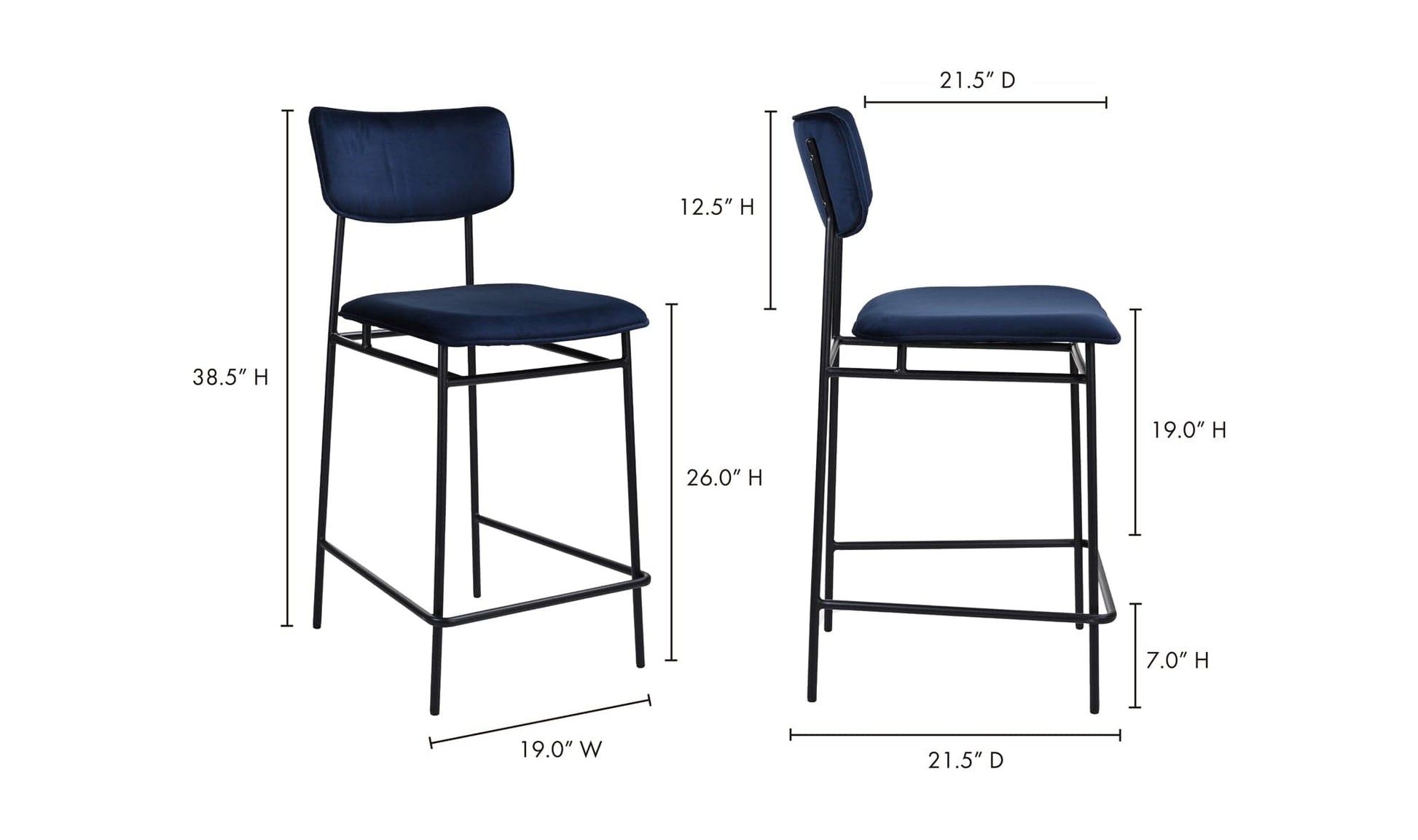 Moe's SAILOR COUNTER STOOL BLUE