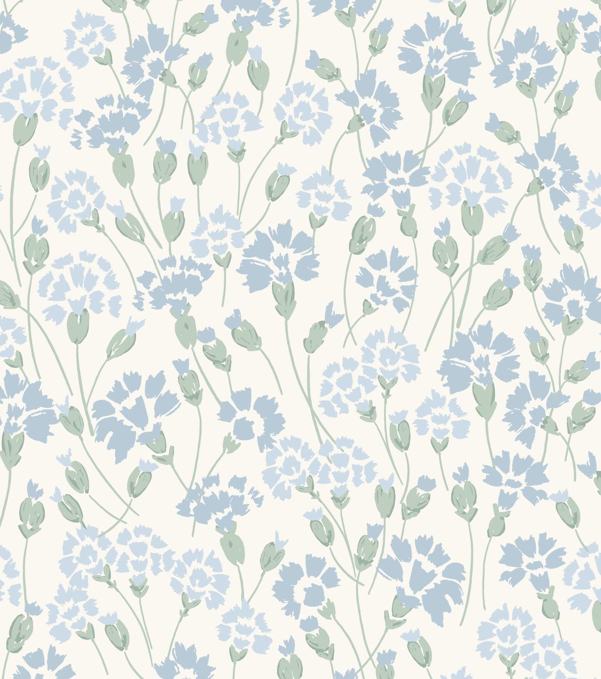 Loomwell Home Goods Cream and Light Blue / Sample 1 foot by 1 foot Seneca Wallpaper by Hufton Studio