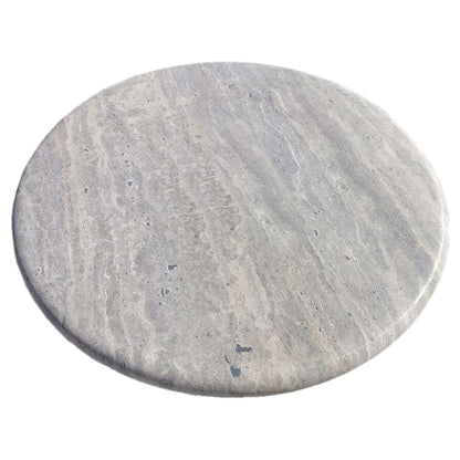 TCSC | Silver Travertine Vein-cut Round Honed 2" Tabletop Coffee Table (D)36" (H)16"