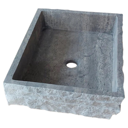 Silver Travertine Wall-mount Bathroom Sink Split-face Outside (W)16" (W)20" (H)5"