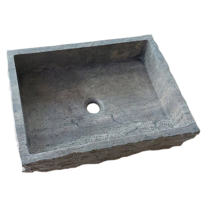 TCSC |Silver Travertine Wall-mount Bathroom Sink Split-face Outside (W)16" (W)20" (H)5"