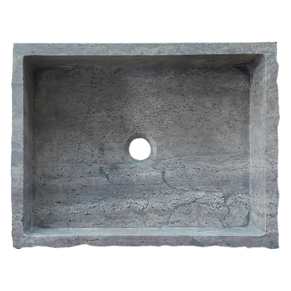 TCSC |Silver Travertine Wall-mount Bathroom Sink Split-face Outside (W)16" (W)20" (H)5"