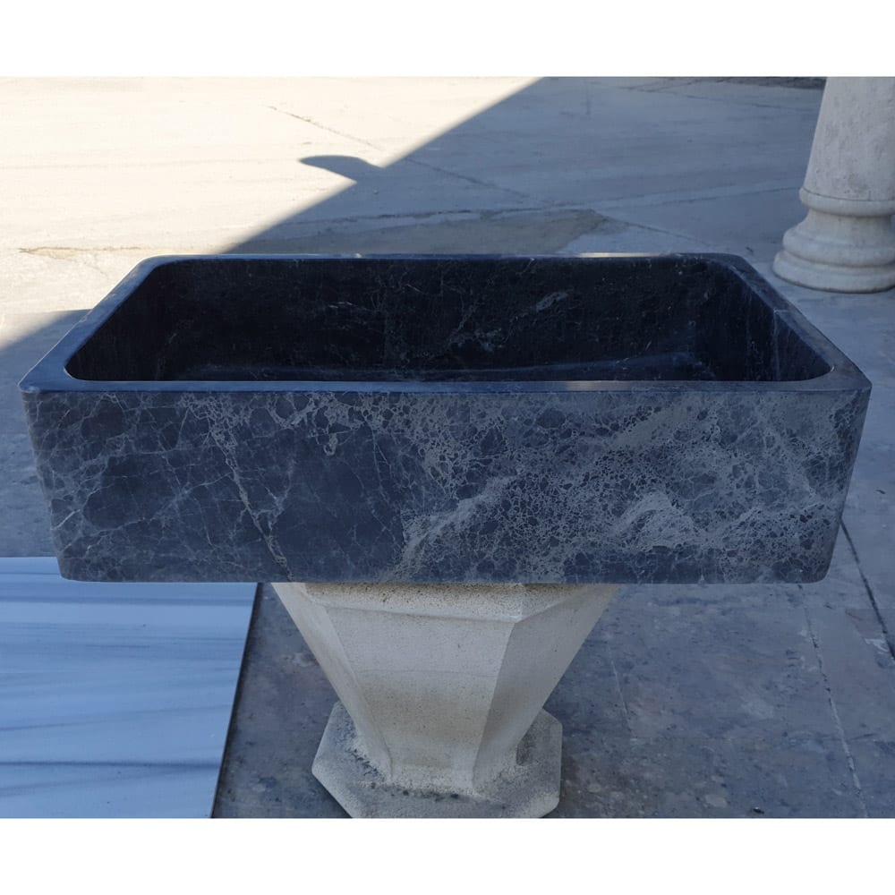 TCSC | Natural Stone Sirius Black Marble Rectangular Above Vanity Bathroom Sink Polished